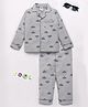 DEAR TO DAD Cotton Woven Full Sleeves Clouds Printed Coordinating Night Suit Set - Light Grey