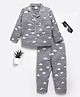 DEAR TO DAD Cotton Woven Full Sleeves Clouds Printed Coordinating Night Suit Set - Grey