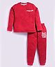 DEAR TO DAD Cotton Woven Full Sleeves Positive Text Printed Night Suit Set - Red