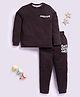 DEAR TO DAD Cotton Woven Full Sleeves Positive Text Printed Night Suit Set - Dark Brown