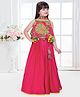Tiny Kingdom Satin Woven Sleeveless Sequin Embellished  Floral Embroidered Choli Lehenga With Dupatta - Pink
