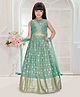 Tiny Kingdom Woven Sleevless Sequin Embellished  Floral Embroidered Choli & Lehenga With Dupatta - Green