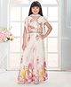 Tiny Kingdom Georgette Woven Half Sleevless Sequin Embellished Floral Embroidered  Coordinating Top & Palazzo With Dupatta - Cream