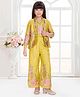 Tiny Kingdom Woven Floral Embroidered Sequin Embellished Top & Palazzo With Three Fourth Sleeves Coordinating Jacket  - Yellow