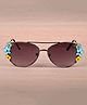 Dukiekooky Floral Designed UV Protected Aviator Sunglasses - Black