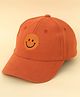 DukieKooky Cotton Smiley Face Embroidered Adjustable Baseball Cap - Rust Orange - Circumference 53 Cm