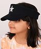 DukieKooky Cotton Star Embroidered Adjustable Sports Visor Cap - Black - Circumference 56 Cm