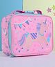 Smiggle Unicorn Print Lunch Bag for Kids Insulated Lining Multi Purpose Storage Square Tiffin Bag for Lunch Box with Clip-On Handle for School Goers - Pink