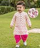 Babyhug Cambric Woven Full Sleeves Kurta Dhoti Set Floral Print - White