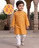 Babyhug 100% Cotton Cambric Woven Full Sleeves Floral Printed Kurta & Pyjama Set - Yellow