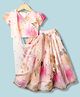 Babyhug Woven Half Puffed Sleeves Choli Lehenga Set with Dupatta & Floral Foil Print - Multicolor