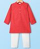 Babyhug Georgette Woven Full Sleeves Embroidered Kurta Pyjama Set With Sequin Detailing - Red & White