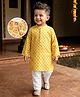 Babyhug Cambric Woven Full Sleeves Kurta Pajama Set with Motif Print - Yellow