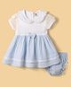 ToffyHouse Cotton Woven Sleeveless Layered Solid Color Frock Bloomer & Floral Applique -  Blue