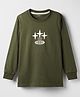 Doreme Single Jersey Knit Full Sleeves T-Shirt With Stargaze Skater Text Print - Dark Green
