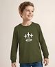Doreme Single Jersey Knit Full Sleeves T-Shirt With Stargaze Skater Text Print - Dark Green