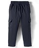 Doreme Terry Knit Full Length Solid Color Lounge Pant with Cargo Pockets - Navy Blue