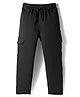 Doreme Terry Knit Full Length Solid Color Track Pant with Pockets - Black
