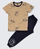 Nite Flite Cotton Knit Half Sleeves Paper Boats Printed Night Suit Set - Beige