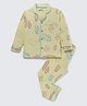 Nite Flite Cotton Knit Half Sleeves Leaves Printed Coordinating Night Suit Set - Yellow