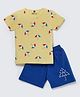 Nite Flite Cotton Knit Half Sleeves Umbrellas Printed NIght Suit Set - Mustard
