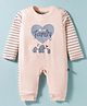 Mini Taurus Interlock Knit Full Sleeves Romper With Text Print - Peach