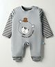 Mini Taurus Interlock Knit Full Sleeves Romper With Animal Print & Stripes - Grey