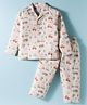 Mini Taurus Cotton Knit Full Sleeves Co-ord Night Suit with Vehicle Print - Peach