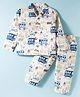 Mini Taurus Cotton Knit Full Sleeves Co-ord Night Suit with Vehicle Print - Light Blue