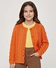 Pine Kids Knit Full Sleeves Front Open Sweater With Inner Tee & Cable Knit Design - Orange
