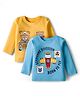 Doodle Poodle 100% Cotton Knit Full Sleeves T-Shirts with Bear Print Pack of 2 - Yellow & Light Blue