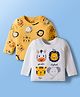 Doodle Poodle 100% Cotton  Knit Full Sleeves T-Shirts With Animal Print Pack of 2 - Yellow & White