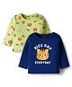 Doodle Poodle 100% Cotton  Knit Full Sleeves T-Shirts With Animal Print Pack of 2 - Navy Blue & Limegreen