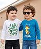 Babyoye 100% Cotton Knit Full Sleeves T-Shirts With Giraffe & Lets Have A Good Day Text Print Pack of 2 - White & Blue
