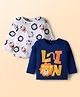 Doodle Poodle 100% Cotton  Knit Full Sleeves T-Shirts with Animal Print Pack of 2 - Navy Blue & White