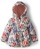 Babyhug Woven Full Sleeves Hooded Padded Jacket With Floral Print - Multicolor
