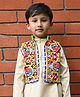 Aglare Cotton Woven Navratri Theme Sleeveless Floral Embroidered Jacket - Light Green