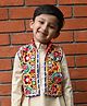 Aglare Cotton Woven Navratri Theme Sleeveless Floral Embroidered Jacket - Red