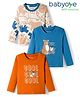 Babyoye 100% Cotton Knit Full Sleeves T-Shirts with Animal Print Pack of 3 - Rust Orange Blue & White