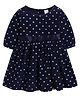 Funshine Cotton Woven Three Fourth Puffed Sleeves Hearts Printed Dress - Navy Blue
