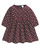 Funshine Cotton Woven Three Fourth Puffed Sleeves Hearts Printed Dress - Maroon