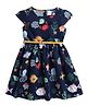 Funshine Cotton Woven Cap Sleeves Sea Life Printed Dress - Navy Blue