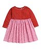 Funshine Cotton Blend Woven Three Fourth Sleeves Marble Printed Dress - Peach