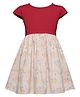 Funshine Cotton Blend Woven Cap Sleeves Floral Printed Self Design Dress - Red