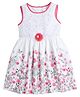 Funshine Cotton Blend Woven Sleeveless Floral Printed & Applique Detailed Dress - Coral