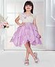 Tiny Kingdom Satin Woven Frill Sleeves Floral Applique Detailed Dress - Purple