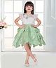 Tiny Kingdom Satin Woven Frill Sleeves Floral Applique Detailed Dress - Green