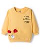 Doodle Poodle 100% Cotton Knit Light Weight Full Sleeves Sweatshirt With Animal Print & Ear Applique - Yellow