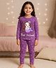 Unicorns Cotton Woven Full Sleeves Mermaid & Polka Dots Printed Coordinating Night Suit Set - Purple