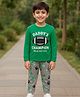 Unicorns Cotton Woven Full Sleeves Daddys Champion Text Printed Coordinating Night Suit Set - Green & Grey